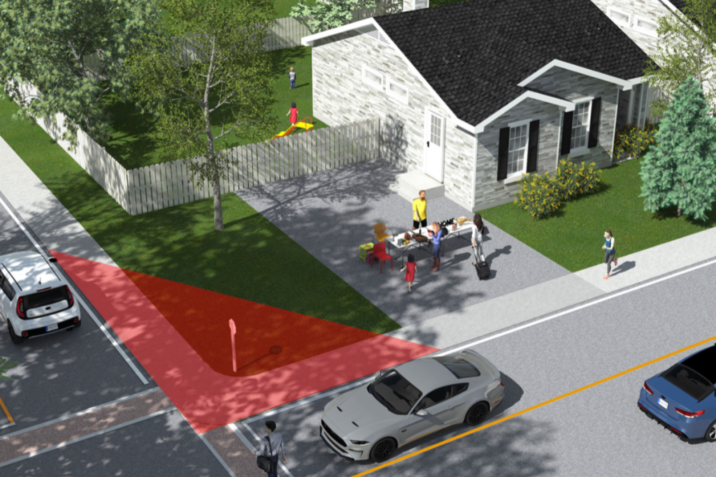 Image 3D vente débarras avec délimitation de la zone autorisée