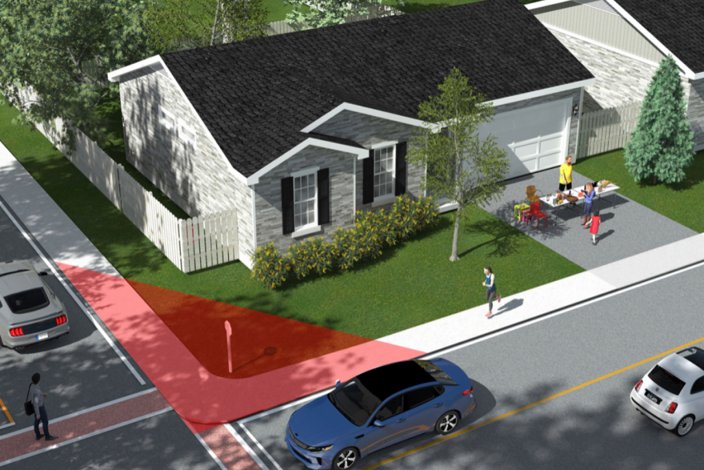 Image 3D d'une vente de garage et de la zone autorisée