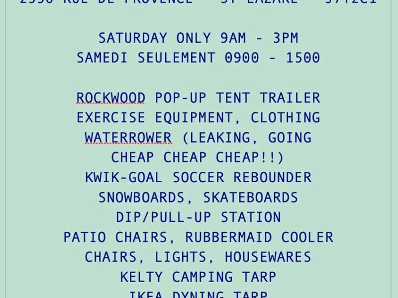 Garage Sale / Vente Débarras
