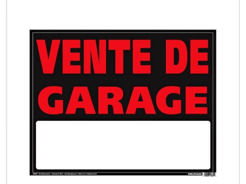 Vente de garage 20 et 21 septembre