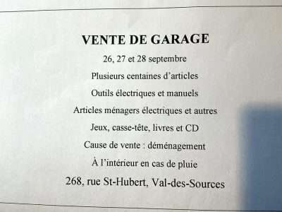 Vente de garage