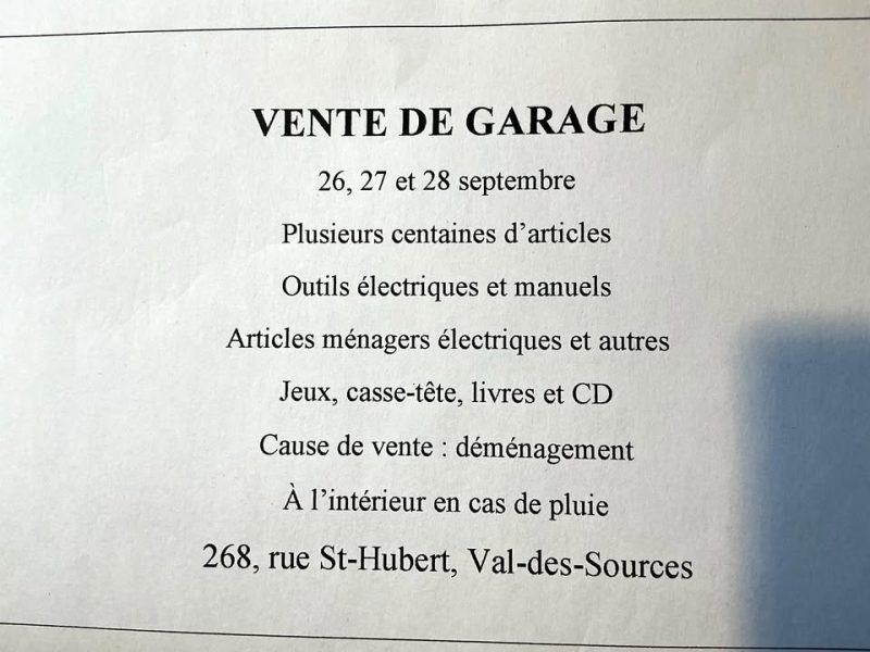Vente de garage