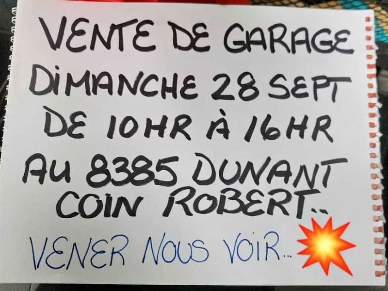 Vente de garage