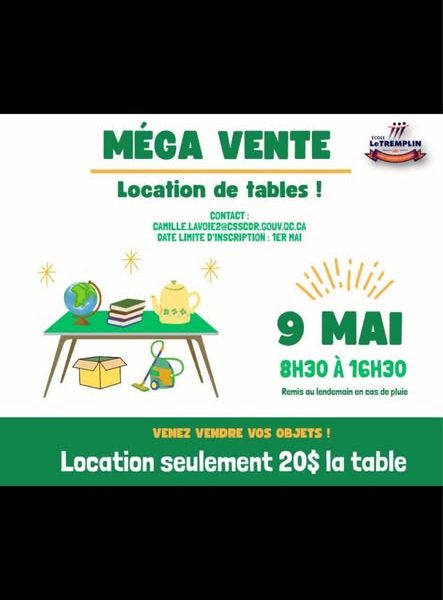 MEGA VENTE DE GARAGE TREMPLIN