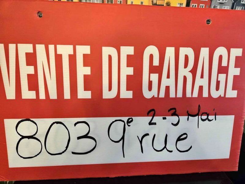Vente de garage 2 et 3 mai prochain
