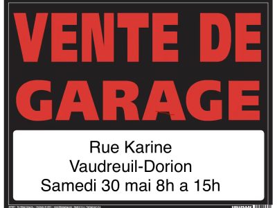 Vente de garage, rue Karine Vaudreuil 30 mai 2026