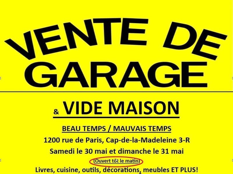 Vente garage 30 & 31 Beau temps mauvais temps