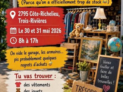 Vente de garage (30 et 31 mai )