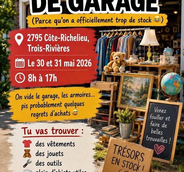 Vente de garage (30 et 31 mai )