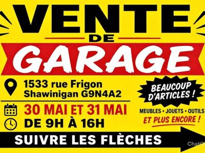 Vente garage 30 mai et 31 mai