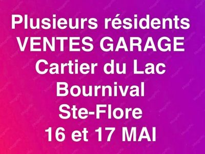 Plusieurs ventes de garage samedi 16 et dimanche 17 mai Ste-Flore