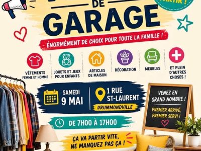 Vente de garage samedi 9 mai