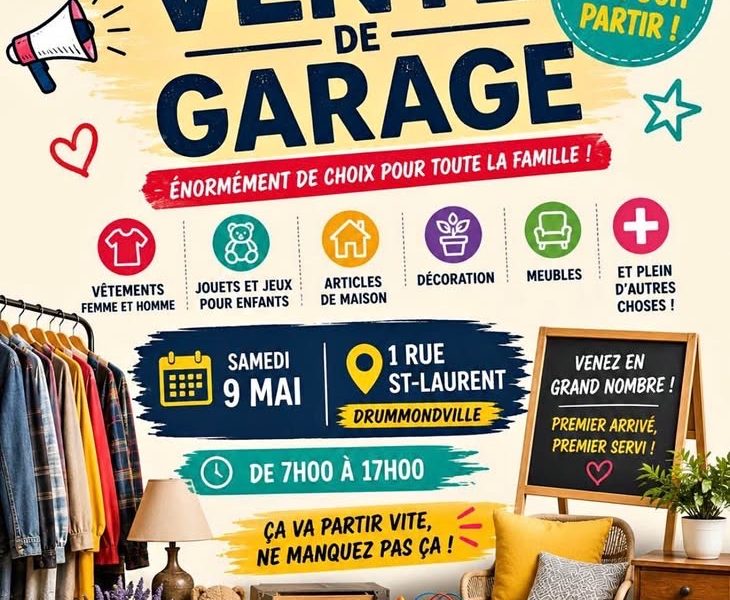 Vente de garage samedi 9 mai