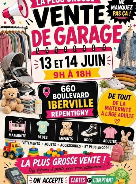 Vendre de garage 13 & 14 juin