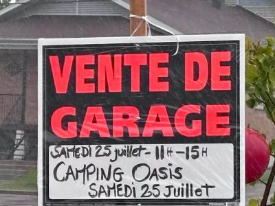Vente de garage camping l’oasis à Falardeau