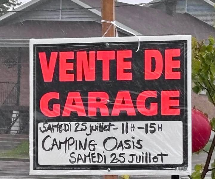 Vente de garage camping l’oasis à Falardeau