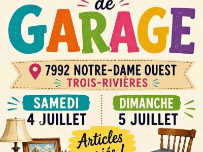Vente de garage Samedi 4 juillet et dimanche 5 juillet