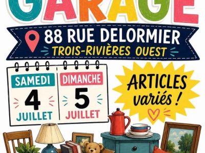Vente de garage Samedi 4 juillet et dimanche 5 juillet