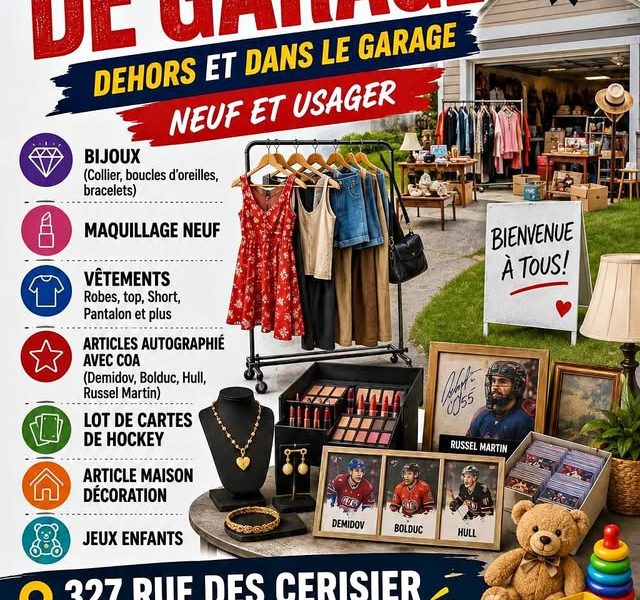 Vente de garage dans le garage à Sainte-Marthe-sur-le-Lac