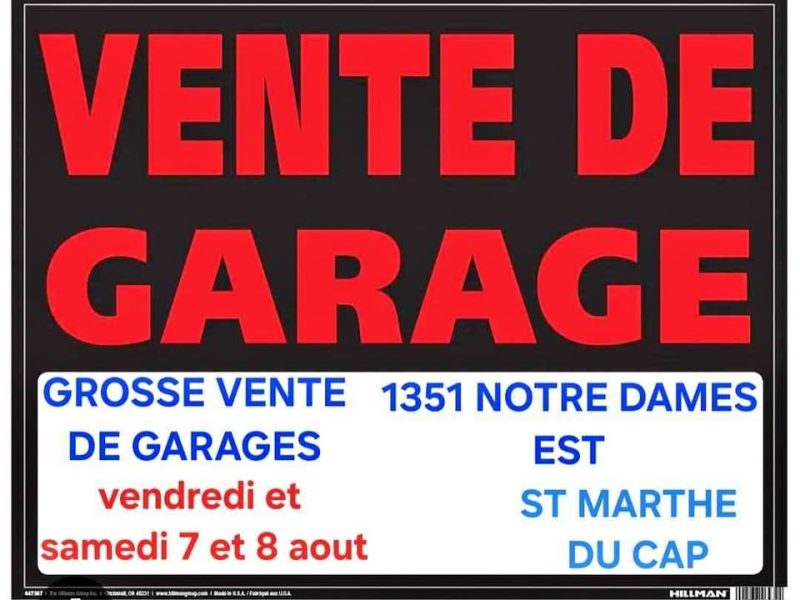 Vente de garage le 7 et le 8 aout à Trois-Rivières