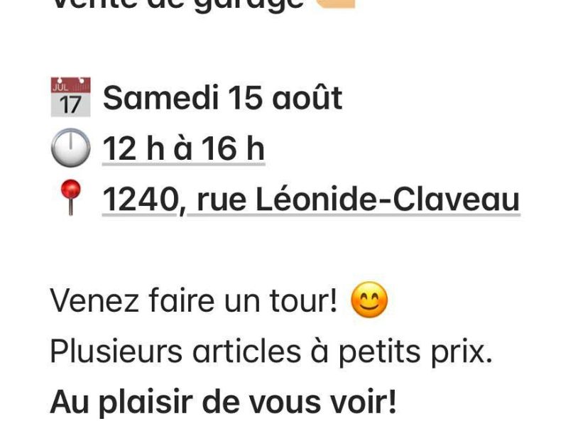 Vente de garage à Saint-Félicien