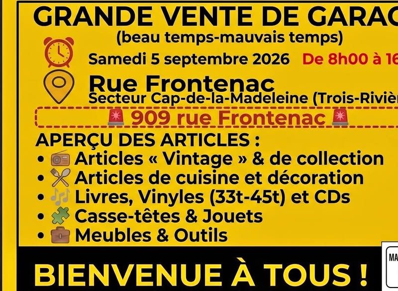 Vente de garage à Trois-Rivières